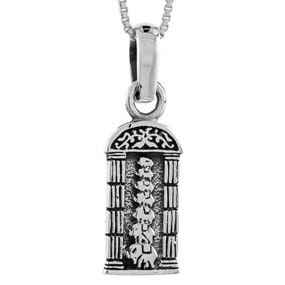 Sterling Silver Lucky 7 Elephant Pendant 1" inch